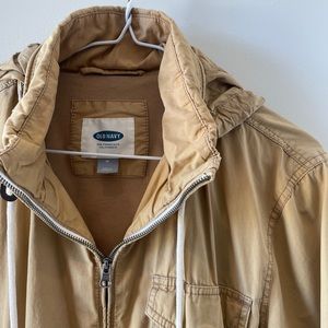 Men’s Old Navy Fall Spring Lightweight Tan Jacket Hood Medium